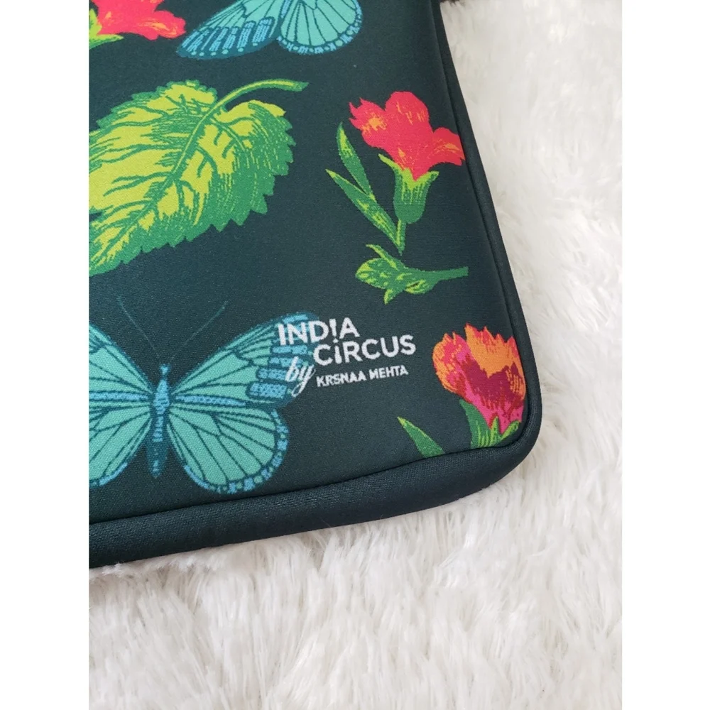 India circus by krsnaa mehta butterfly green floral laptop case